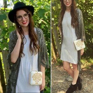 Veveret Womens Olive Green Lace Boho Long Kimono Oversized Sz S/M